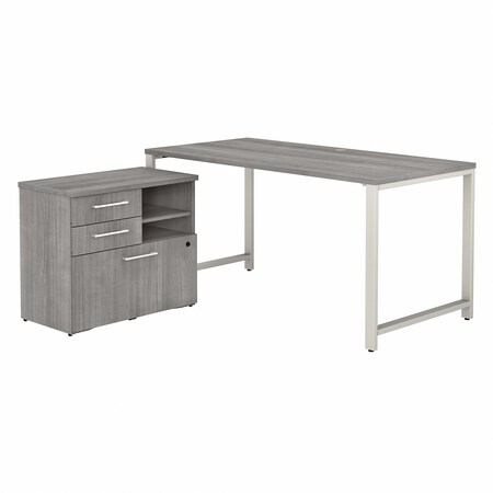Bush Business Furniture 400 Series 60W x 30D Table Desk W/ Storage in Platinum Gray 400S155PG